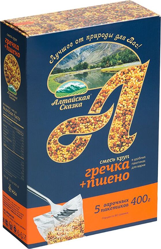 Смесь круп гречка+пшено Алтайская Сказка, 5 шт х 80 г — купить в ...