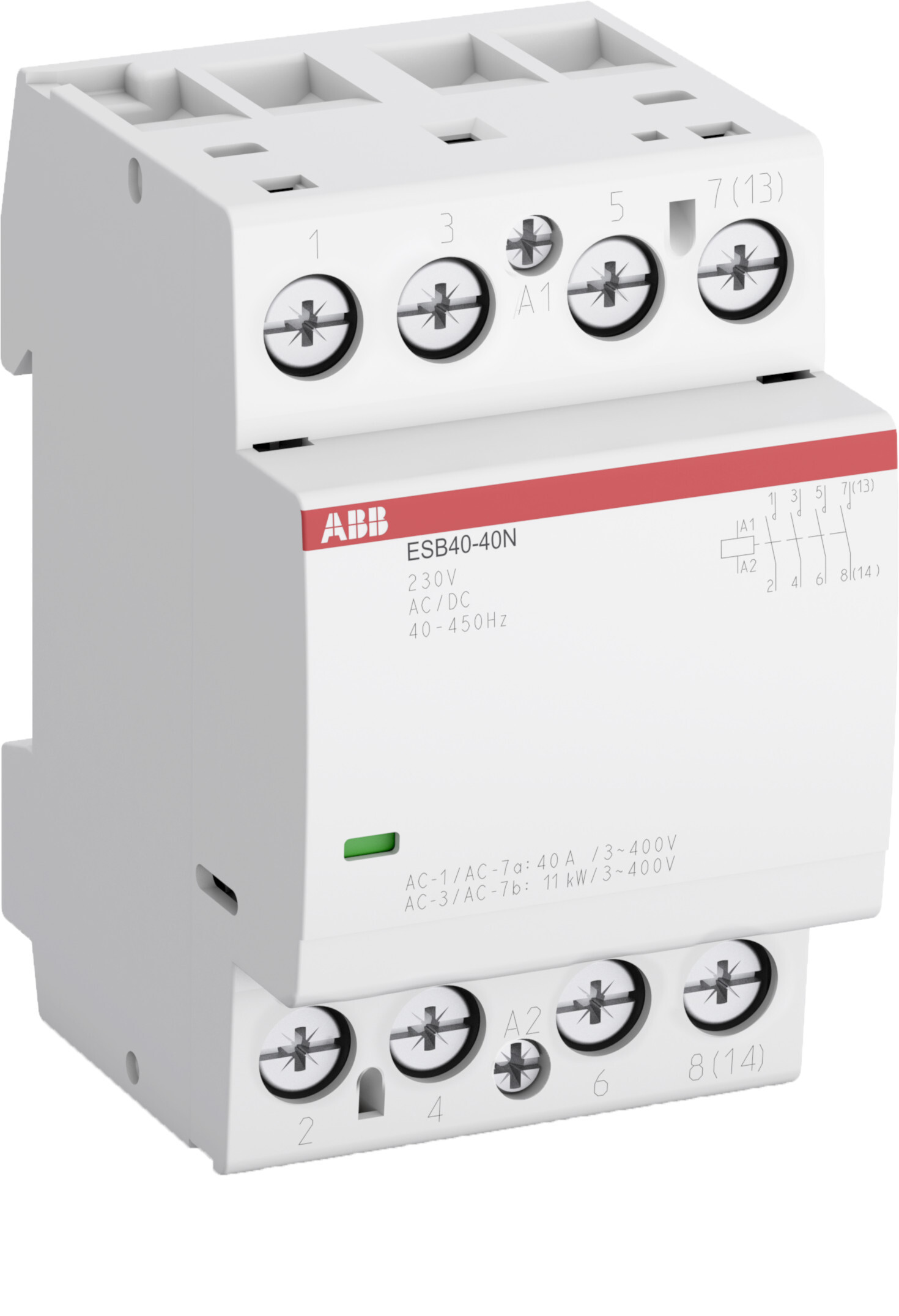 Контактор ESB40-40N-01 модульный (40А АС-1 4НО) катушка 24В AC/DC 1SAE341111R0140