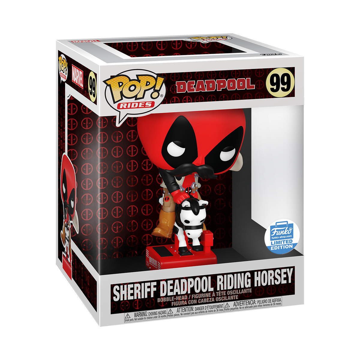 Bobble Marvel Sheriff Deadpool riding 