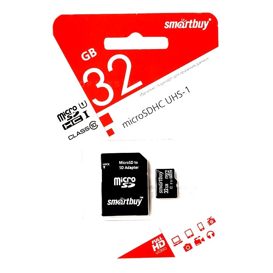 Карта памяти micro sdhc 16gb smartbuy class 10 uhs i adp