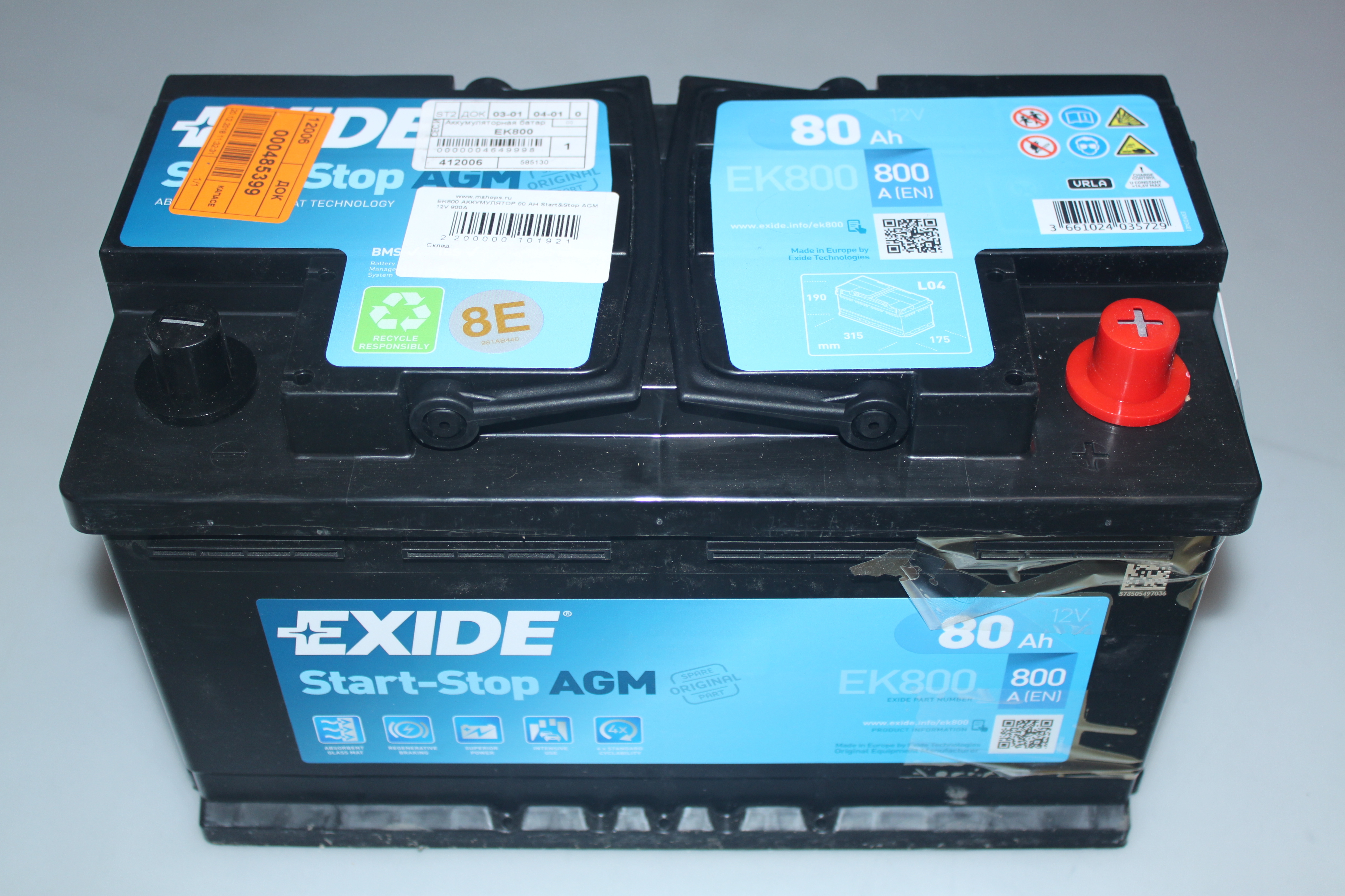 Battery 80. Аккумулятор Exide 80ah. Аккумулятор Exide ek800 AGM. АКБ Exide 80ah 800a. Exide start-stop AGM ek800.