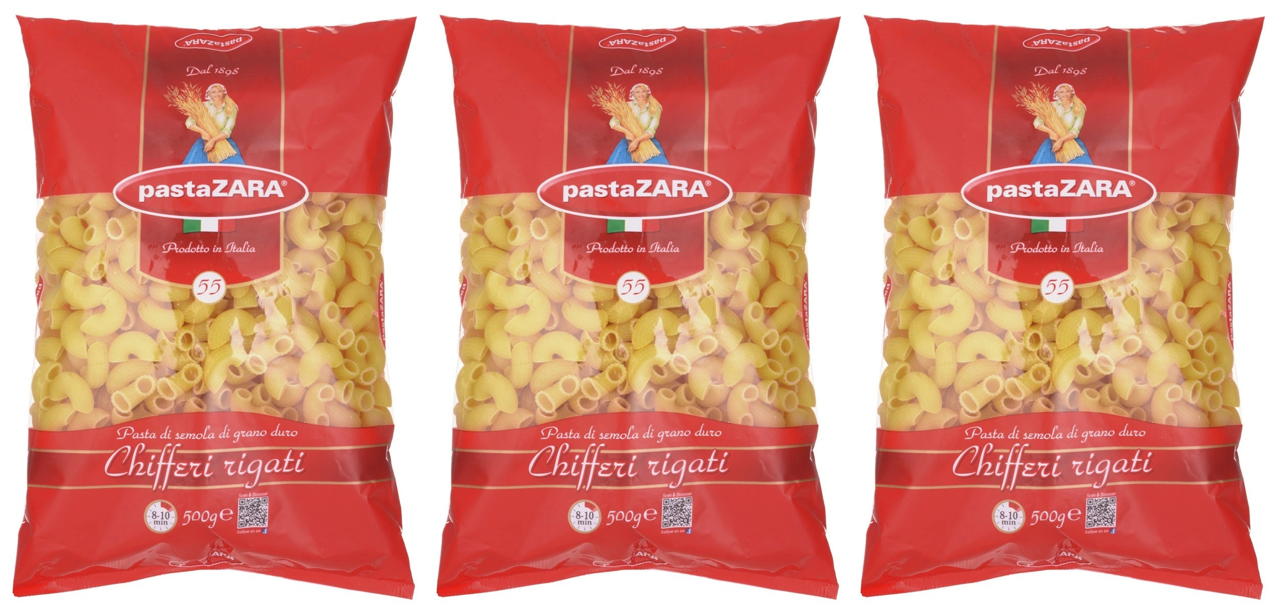 Pasta Zara Рожок рифленый макароны, 3 шт по 500 г — купить в интернет ...