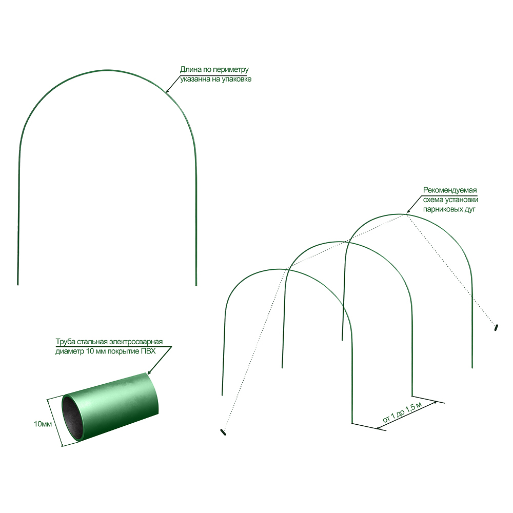 садовита Комплект дуг для парника, Металл, ПВХ (поливинилхлорид), 6 шт
