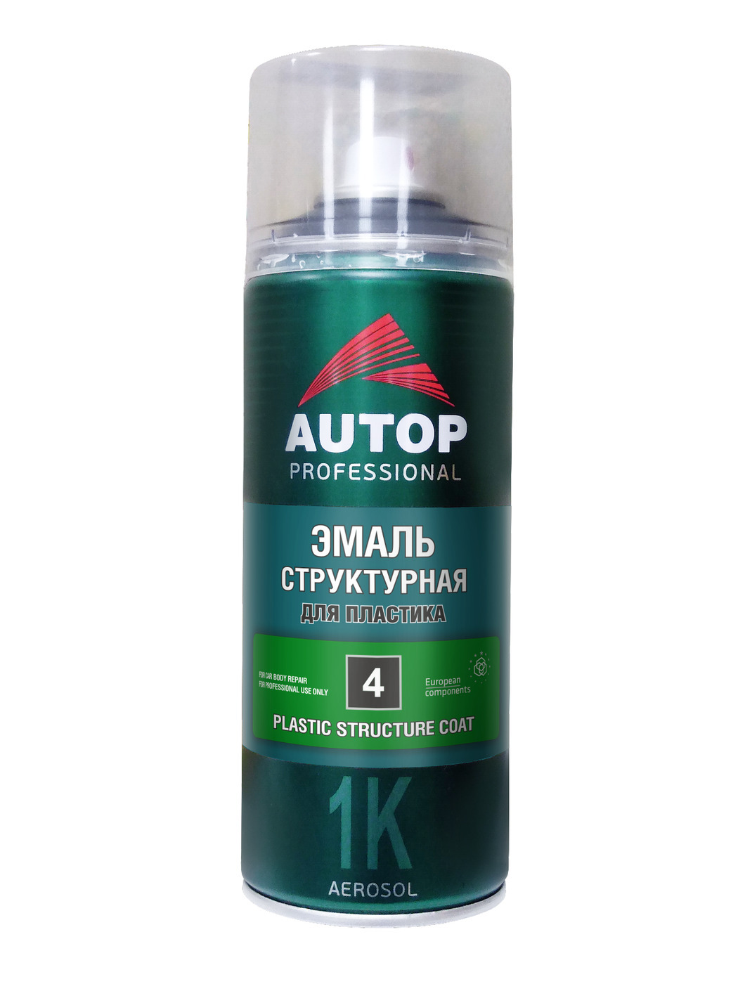 Краска для автомобиля / Краска для пластика структурная крупная AUTOP 4,  черный, баллон аэрозоль 520 мл