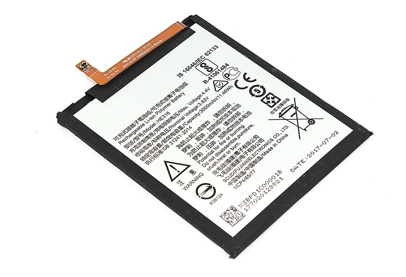 Аккумуляторная батарея HE316 для Nokia 6,TA-1021,TA-1033,TA-1000 3.82V / 3000mAh / 11.55Wh