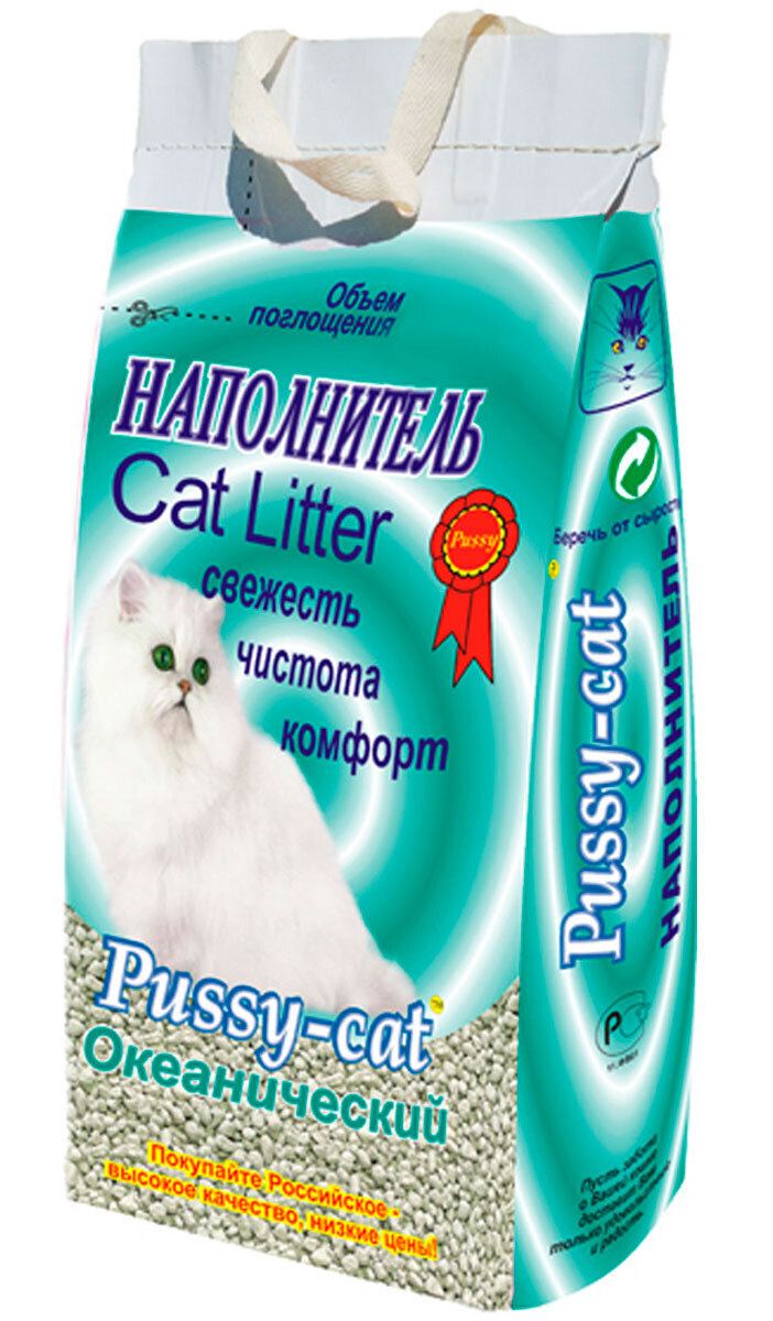 Наполнитель для кошачьего туалета PUSSY-CAT ОКЕАНИЧЕСКИЙ впитывающий (4,5 л)