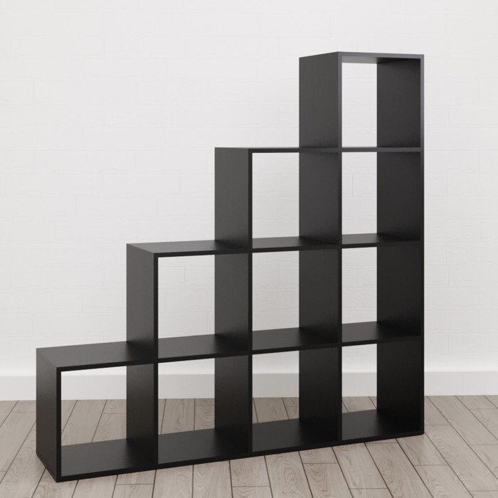 Cтеллаж напольный Куб-10 1400х330х1412 Черный матовый