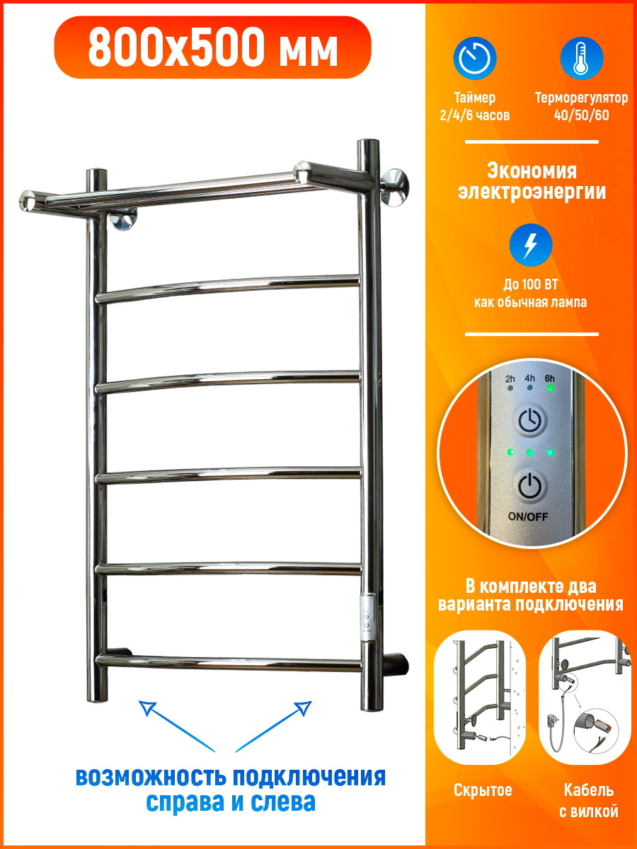 Полотенцесушитель электрический металлоизделия f 50х80 со скрытым подключением l