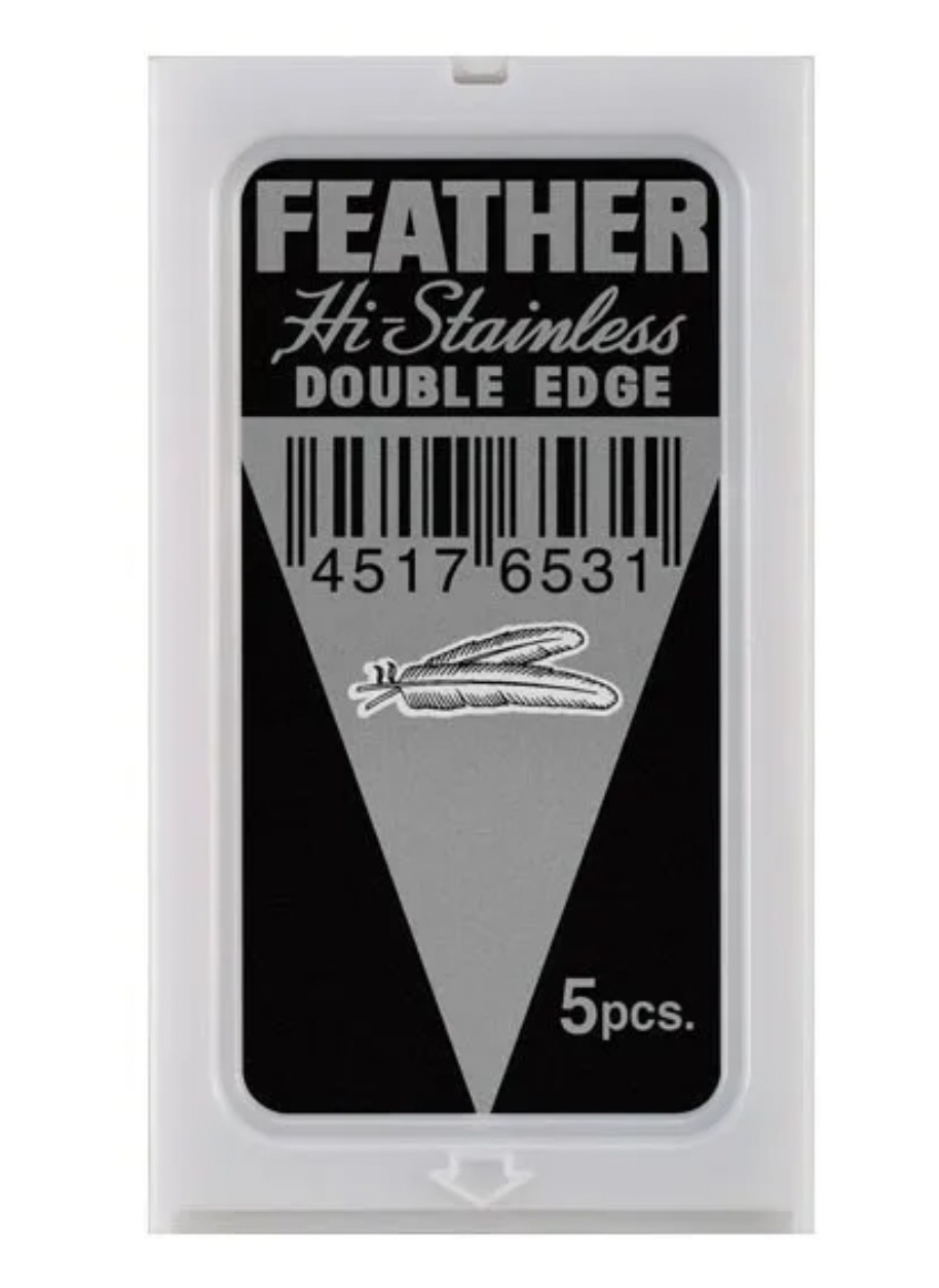 Feather Двусторонние лезвия HI-Stainless double edge blades, Япония. 5 лезвий.