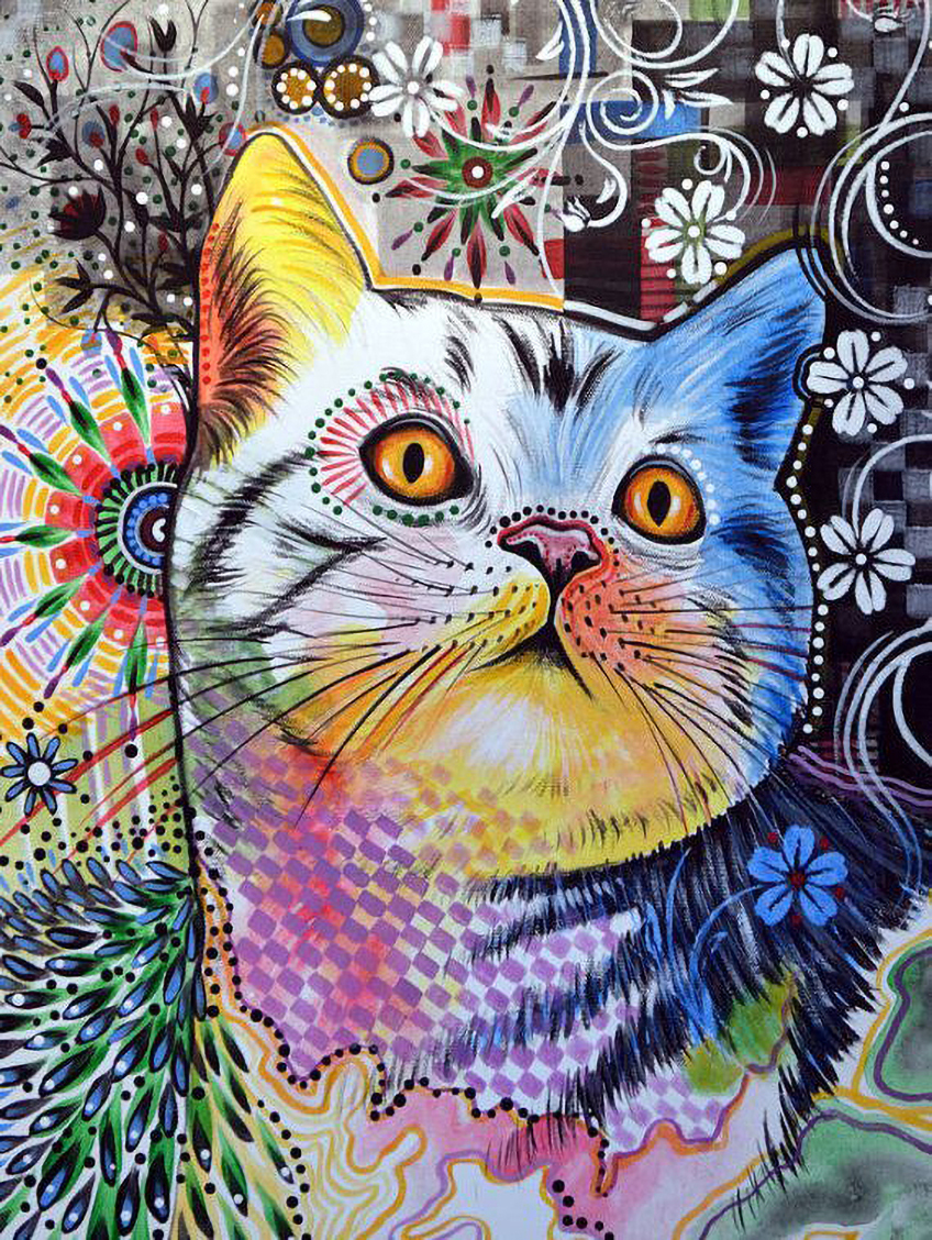Рисунок кота в цвете