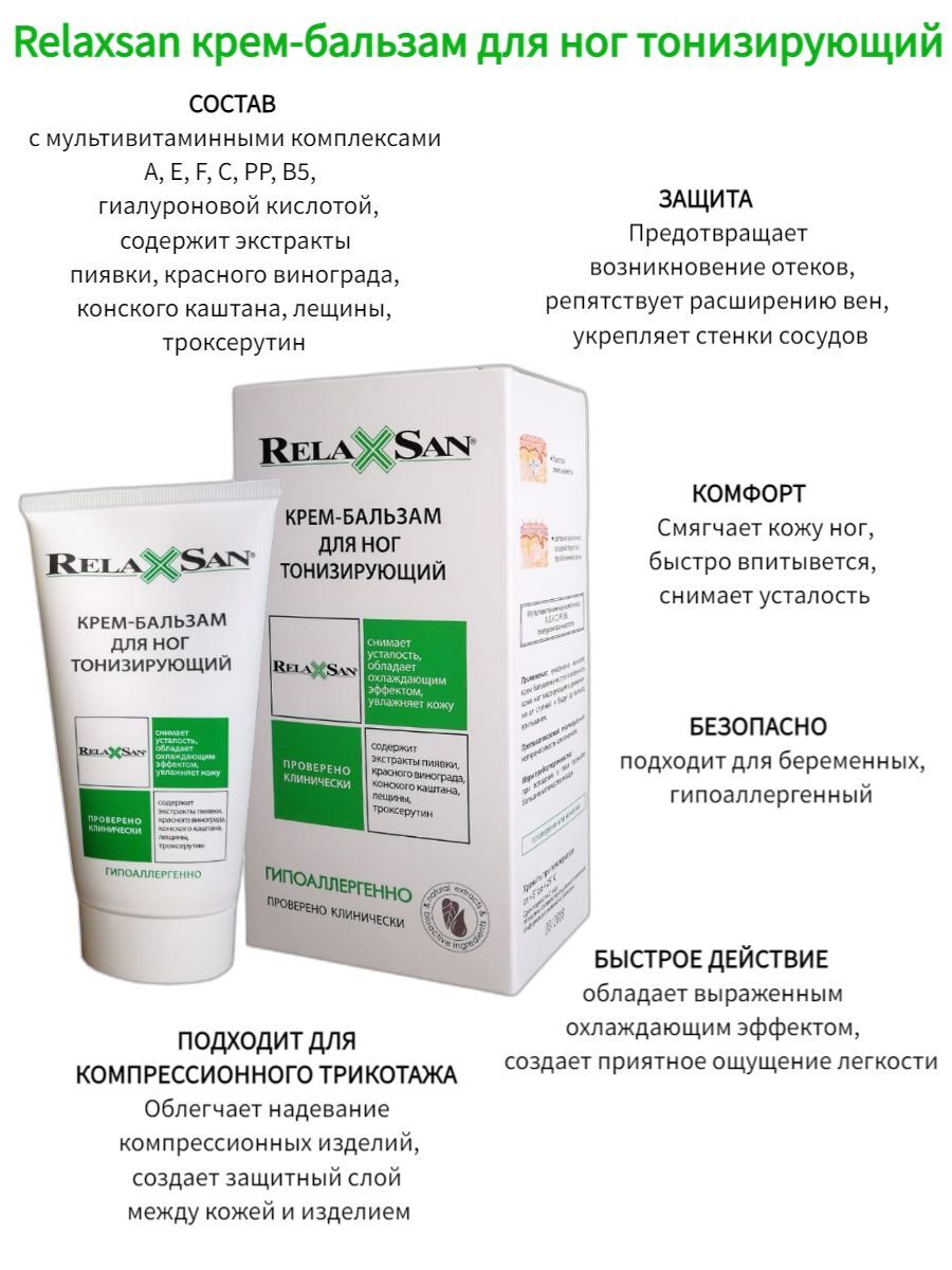 Крем-бальзам для ног тонизирующий Relaxsan 175 мл. — купить в интернет ...