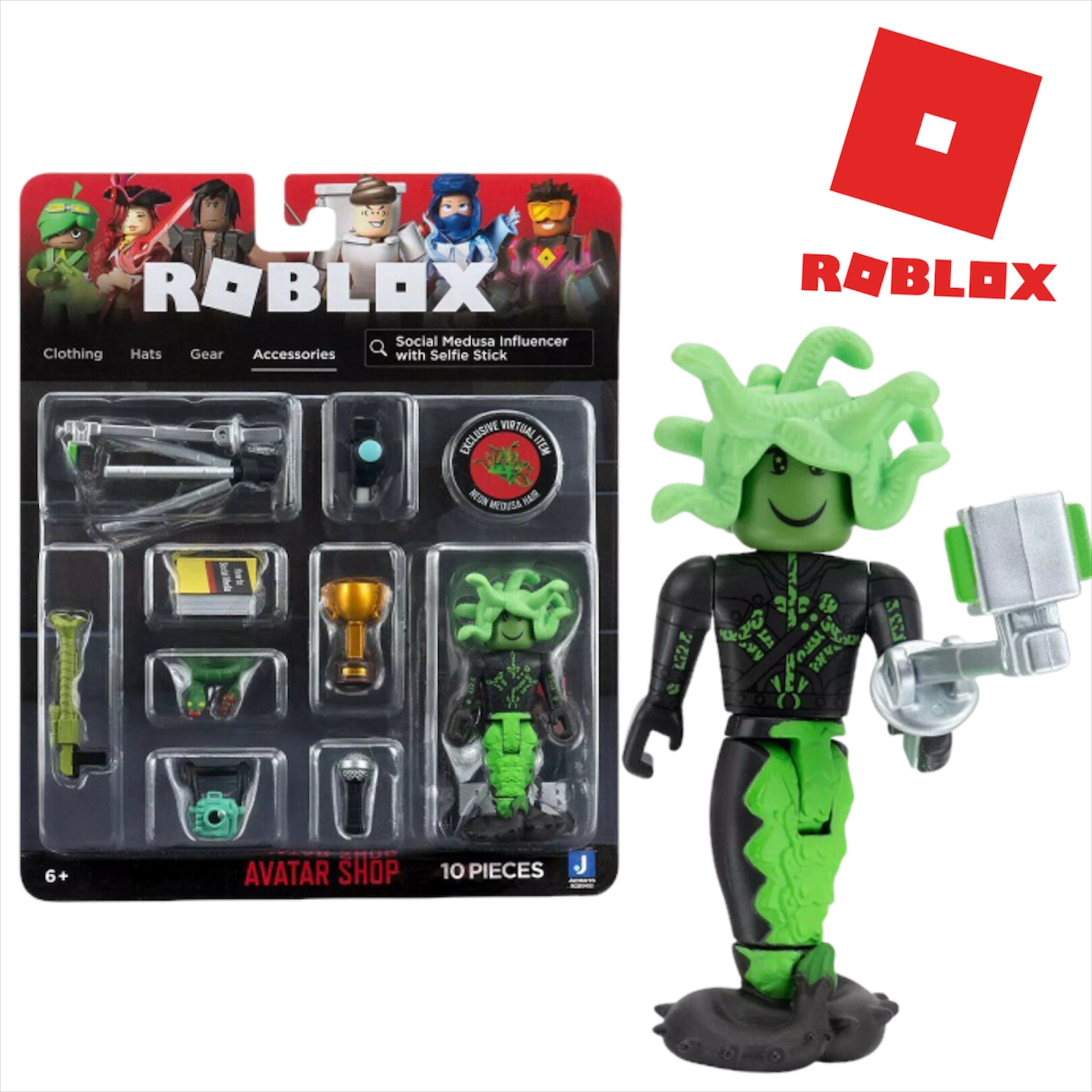 Roblox Фигурка героя Social Medusa Influencer with Selfie Stick (Avatar  Shop) с аксессуарами , ROB0402/ Фигурка Роблокс с кодом Медуза