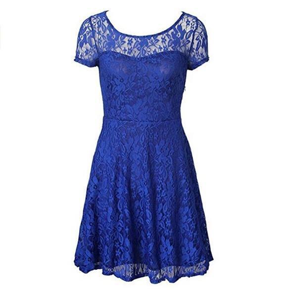 Синее платье с синим кружевом