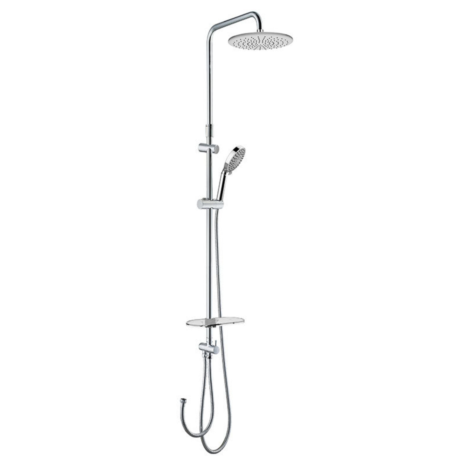 Фото товара на маркетплейсе ozon Душевой комплект/гарнитур с тропическим душем (стойка, лейка, верхний душ, 2 шланга, мыльница), CALSB5Fi76, IDDIS, Calipso