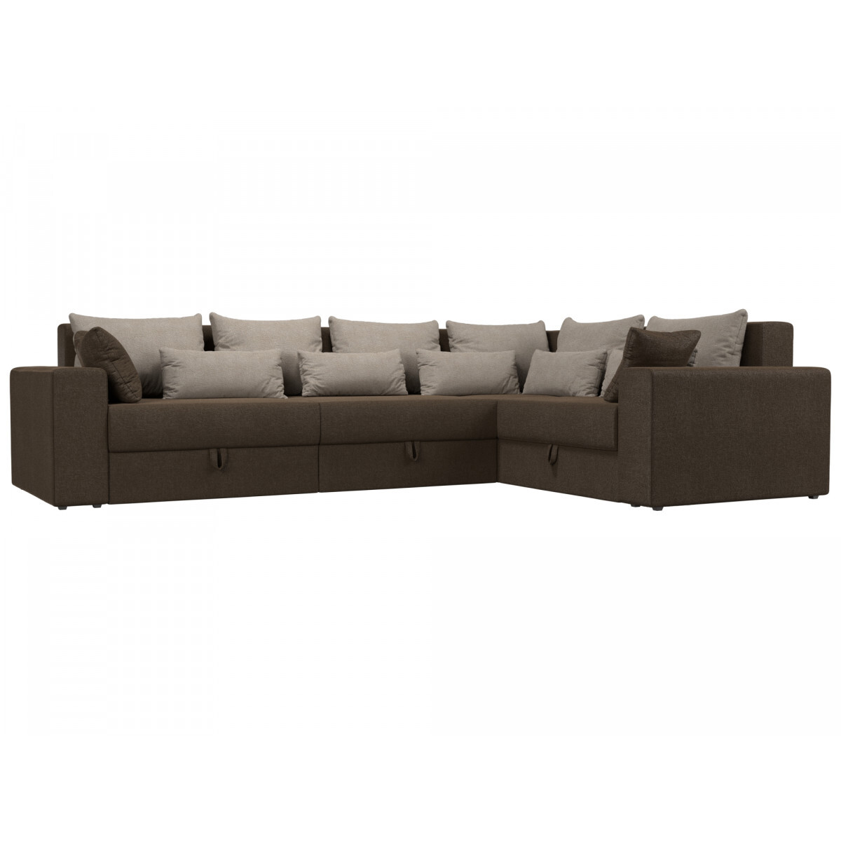 П-образный диван Мэдисон вельвет бежевый коричневый