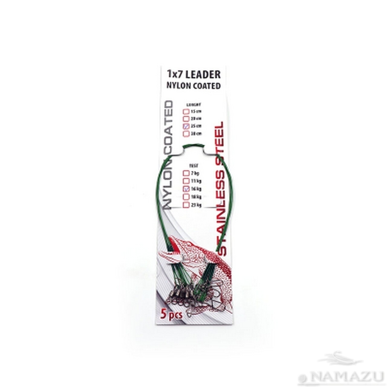 поводок стальной namazu leader 1х7 nylon coated black, d-0,24 мм, l-15 см, test- 7 кг (уп. поводок струна 0,4мм 20см 15кг. 15 см тест. ). 15 см тест.