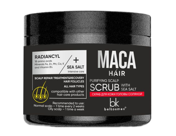 Belkosmex Скраб для кожи головы MACA HAIR соляной 200 г