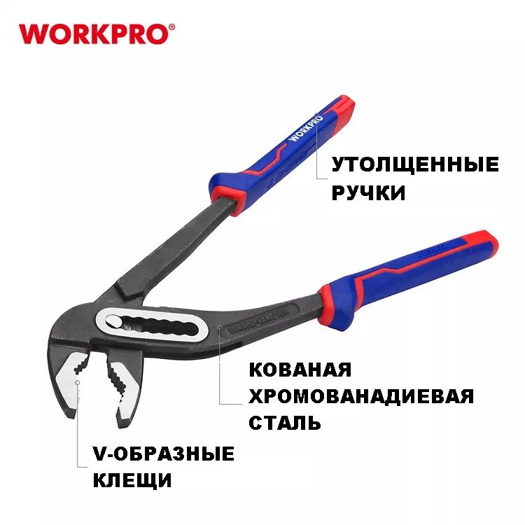 КлещипереставныеWORKPRO300ммCR-VдляводяныхнасосовWP231029