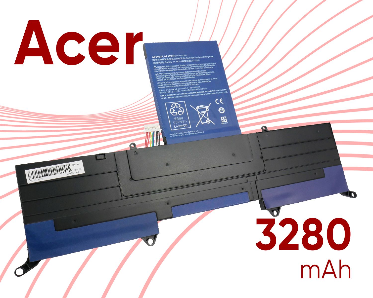 Аккумулятор Acer Aspire AP11D3F / AP11D4F / Aspire S3-391 / Aspire S3-951