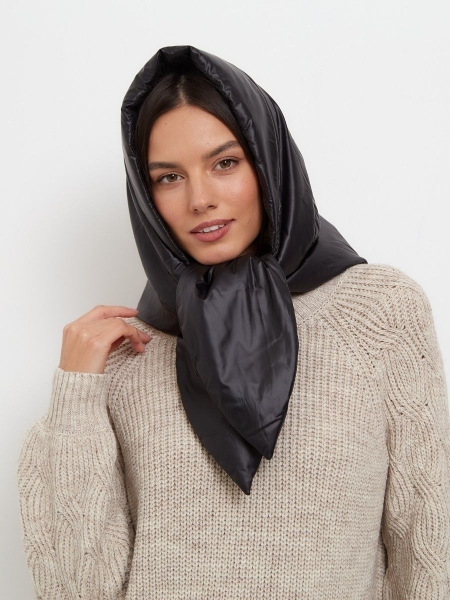 Косынка утепленная. Косынка на зиму. Косынка утепленная. Дутый платок. Косынка капор зимняя.