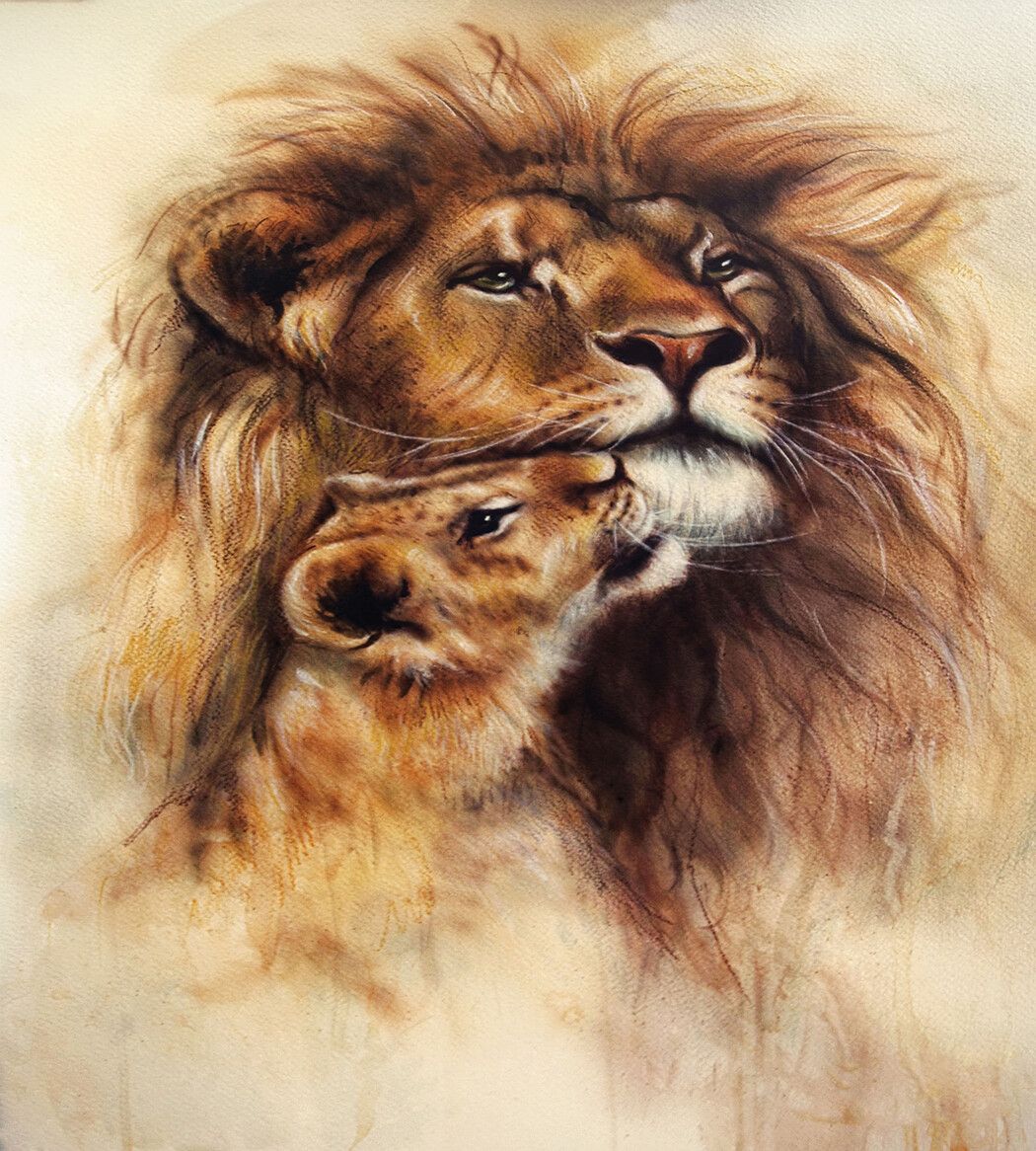 Картина два львёнка