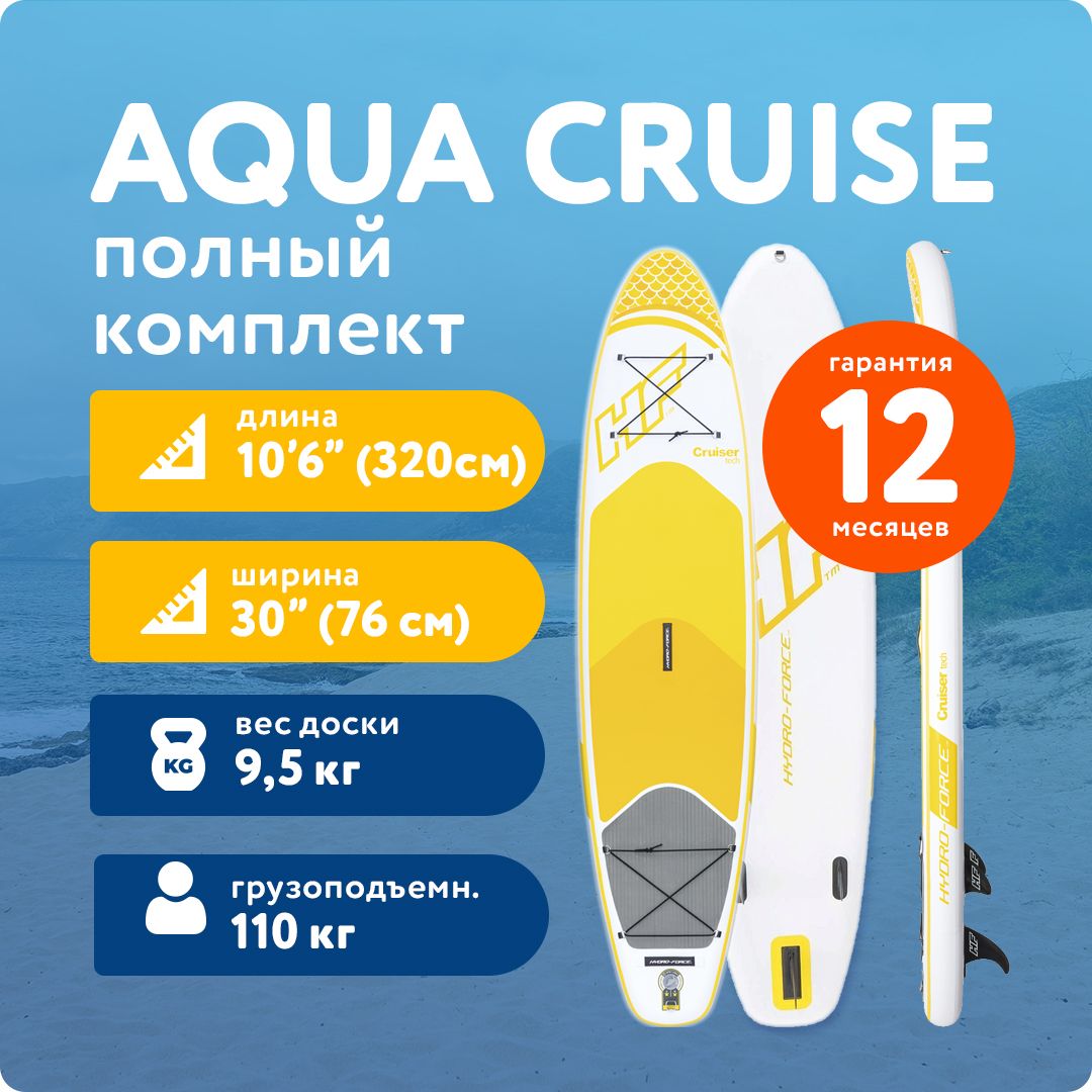 Сап борд Hydro Force Aqua Cruise 10.6 Tech (320x76x15 см) BestWay 65305  надувной двухслойный / доска для плавания сапборд / Sup board, SUP-доска -  купить с доставкой по выгодным ценам в интернет-магазине OZON (608150270)