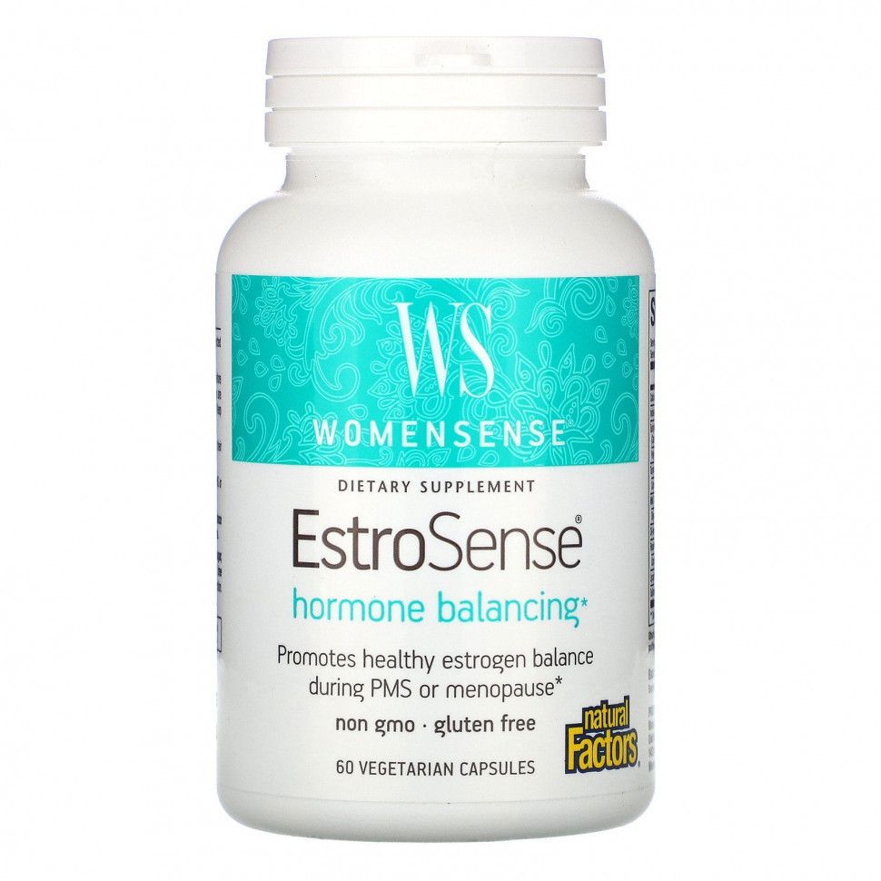 EstroSenseпищеваядобавкаNaturalFactors,WomenSense,гормональныйбаланс,60вегетарианскихкапсул