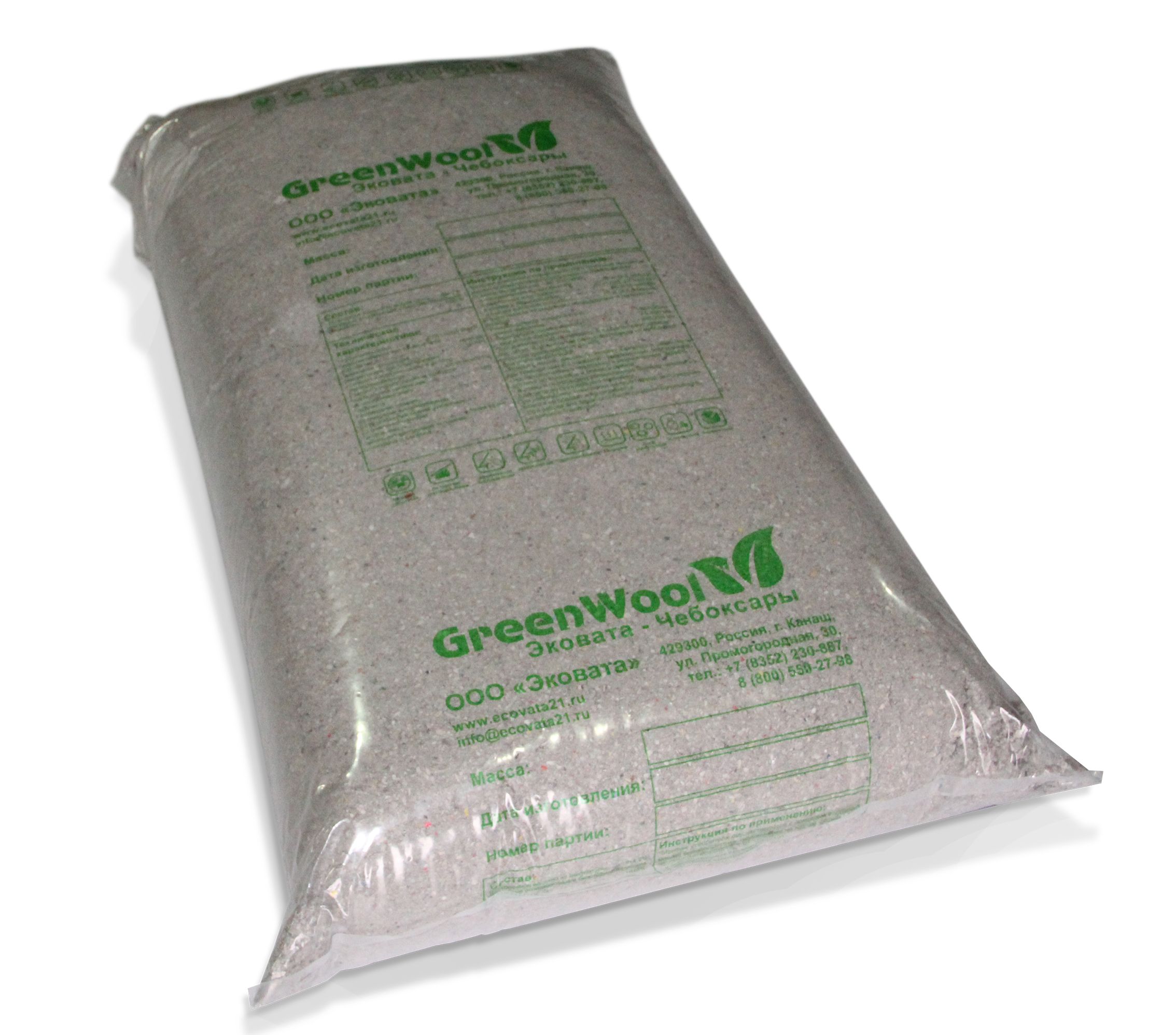 Утеплитель Эковата GreenWool (Канаш), 100 мешков по 16 кг