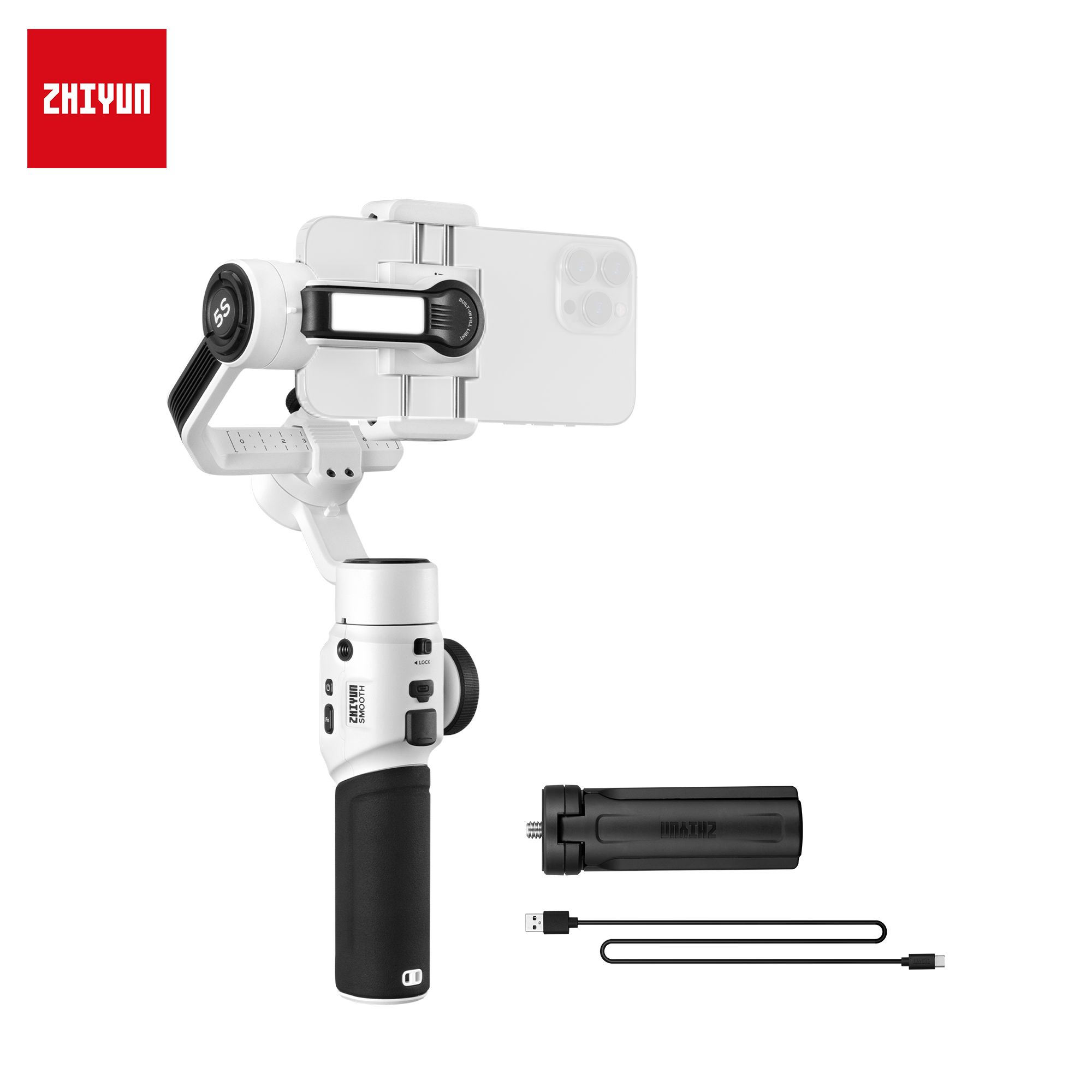 ZHIYUN Smooth 5S Портативный стабилизатор для смартфона,белый,Стандарт -  купить с доставкой по выгодным ценам в интернет-магазине OZON (812460538)