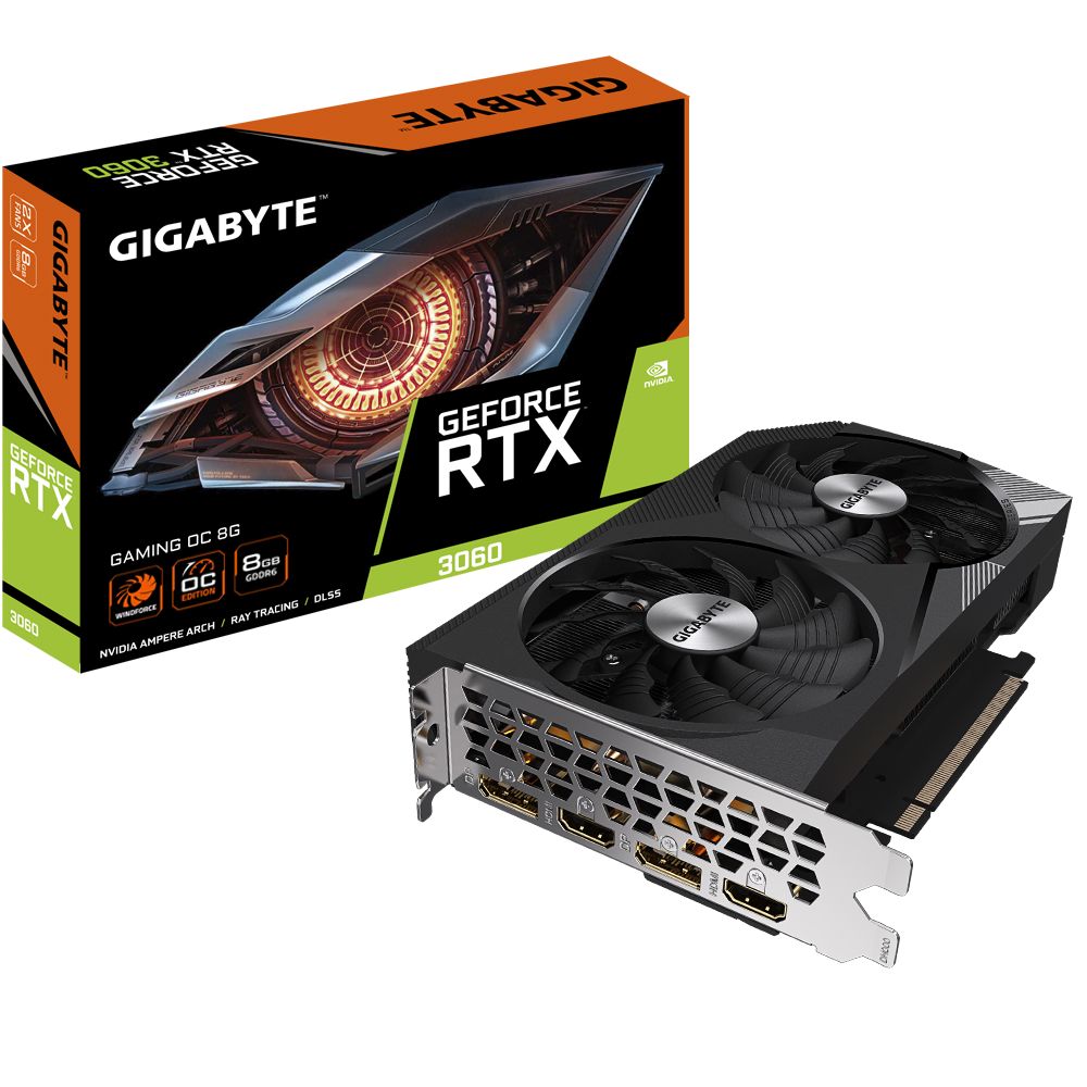 Gigabyte Видеокарта GeForce RTX 3060 GAMING OC 8 ГБ (GV-N3060GAMING OC-8GD)