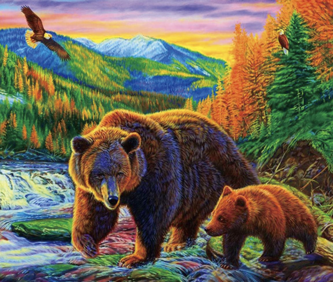 Пейзаж с медведями