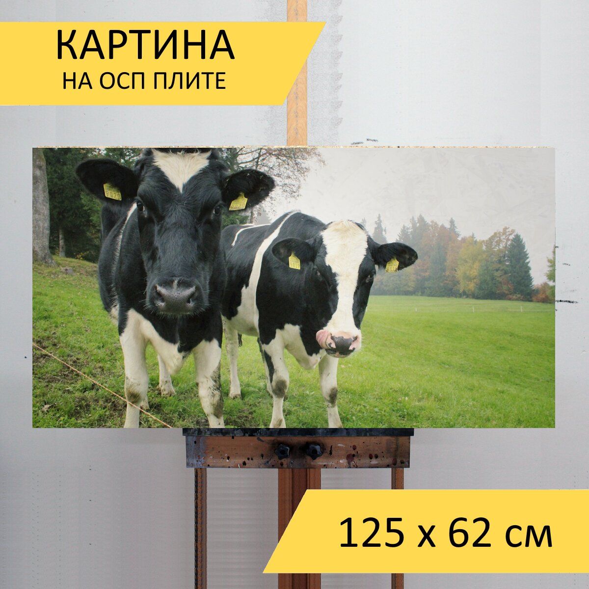 Корова с 2 телятами картина