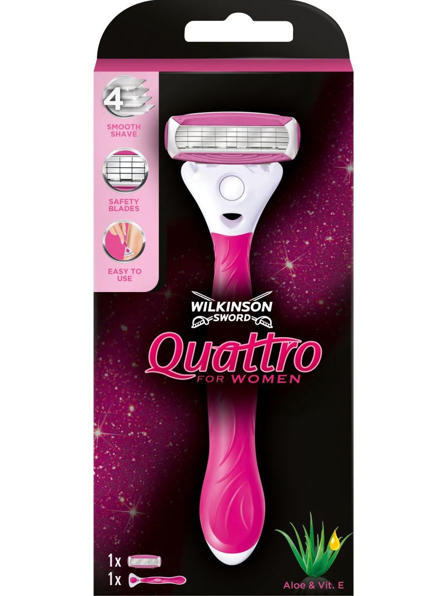 Wilkinson Sword Quattro Бритвенный женский станок с 1 кассетой.