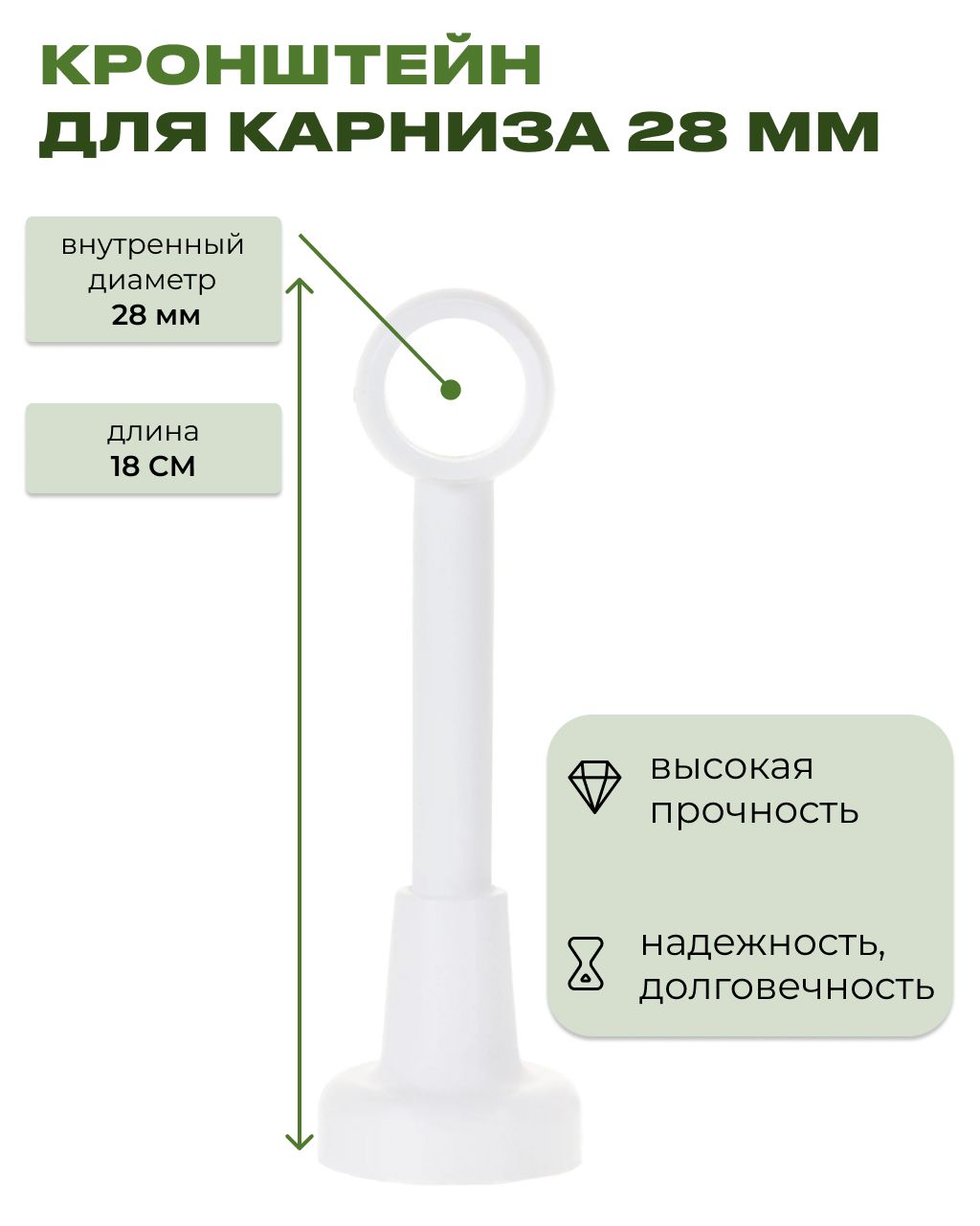 КронштейндлякруглогокарнизаД28белыйпластик