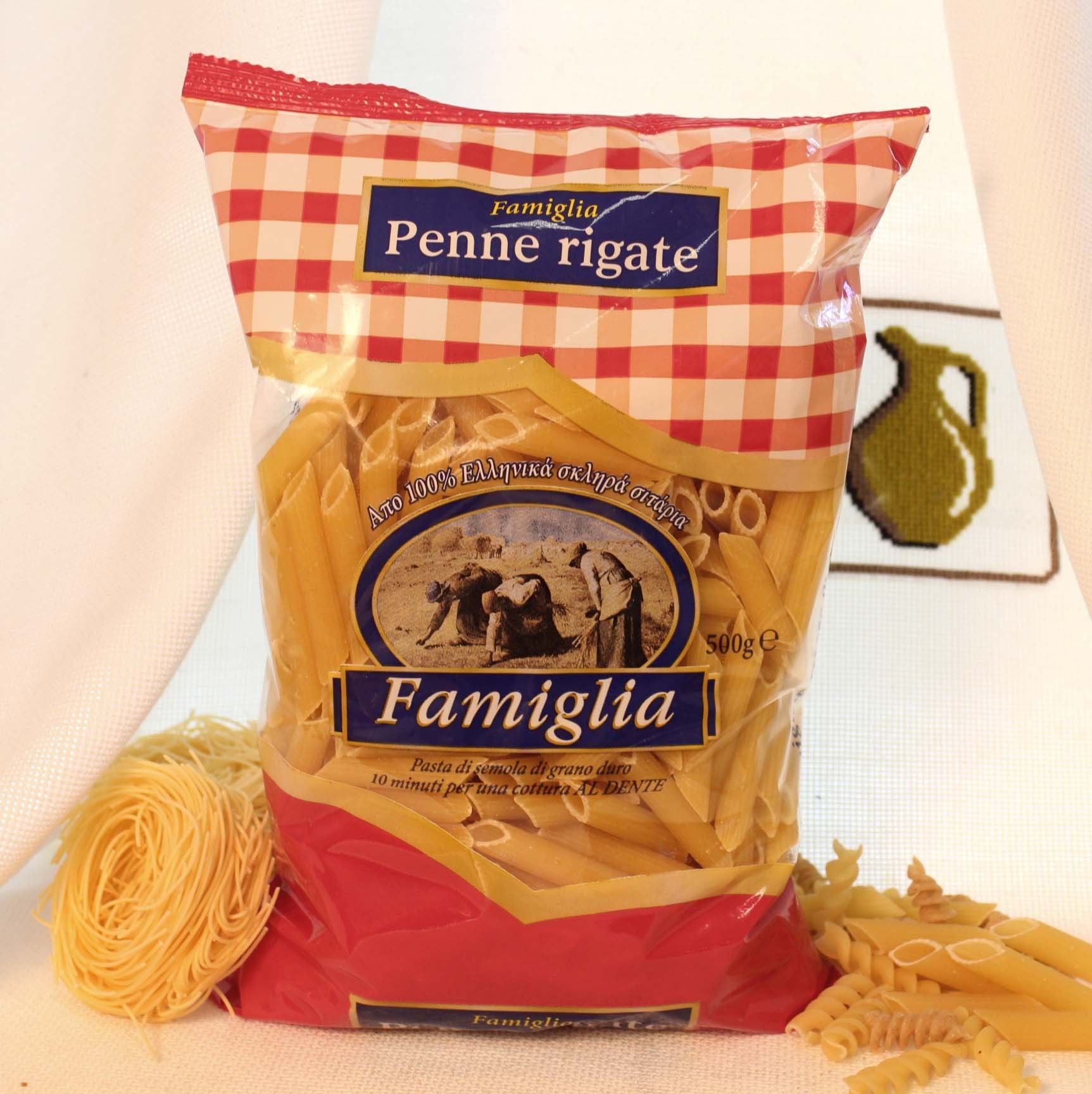 Паста Penne Rigate (трубочки) Famiglia, Греция, 500г