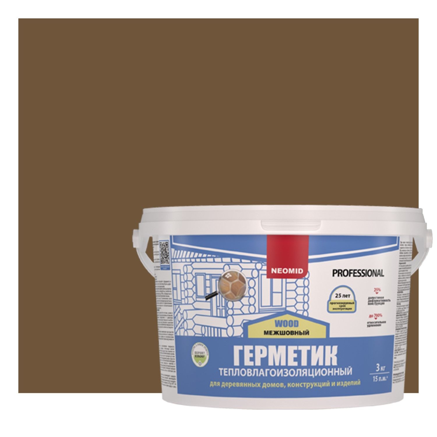 ГерметикдлядереваNeomidТеплыйДомWoodProfessional(3кг)дуб