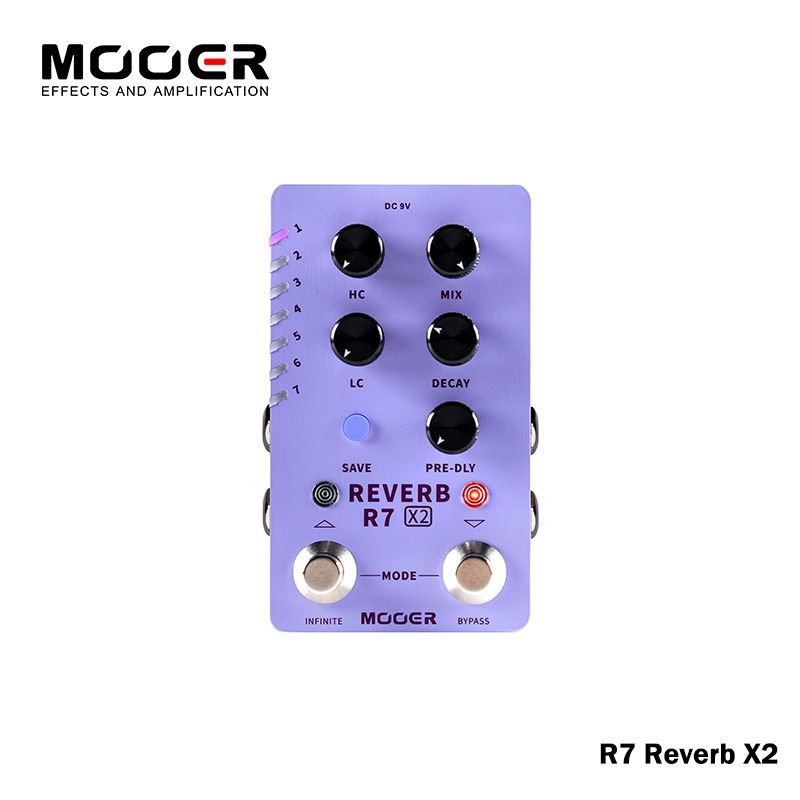 MooerR7ReverbX2ЭлектрогитарамонолитныйСтереопетлительэффектзадержкиэффекторреверберациидвойнойгвоздь