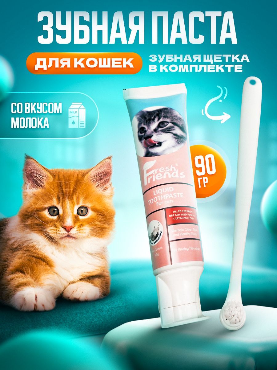 Зубная паста для кошек от запаха изо рта и камня, с щеткой - купить с  доставкой по выгодным ценам в интернет-магазине OZON (434054714)