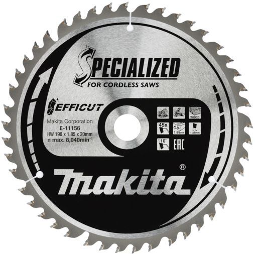 ПильныйдискMAKITA190x20x1.85/1.35x45T,EFFICUT(E-11156)Specialized