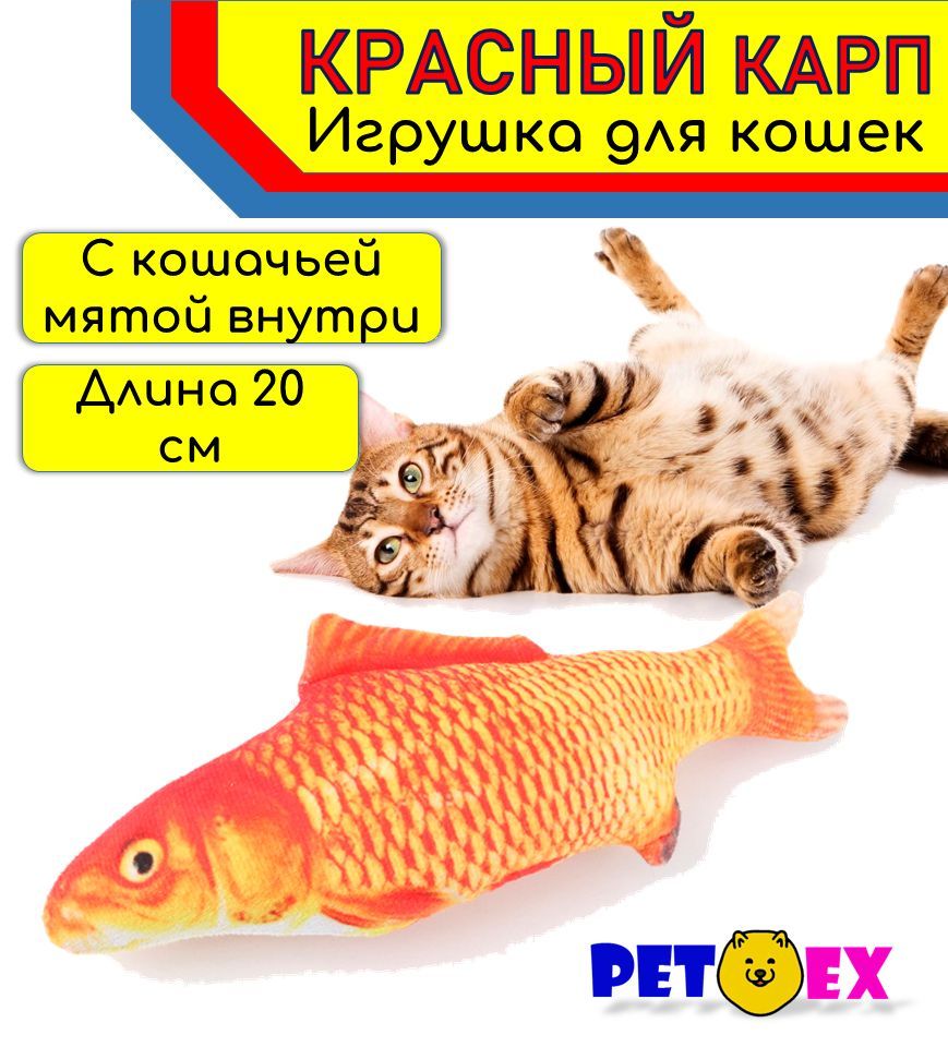 Игрушки для кошек, рыба для кошек с мятой, мягкая игрушка для кота, цвет  ОРАНЖЕВЫЙ - купить с доставкой по выгодным ценам в интернет-магазине OZON  (928114397)