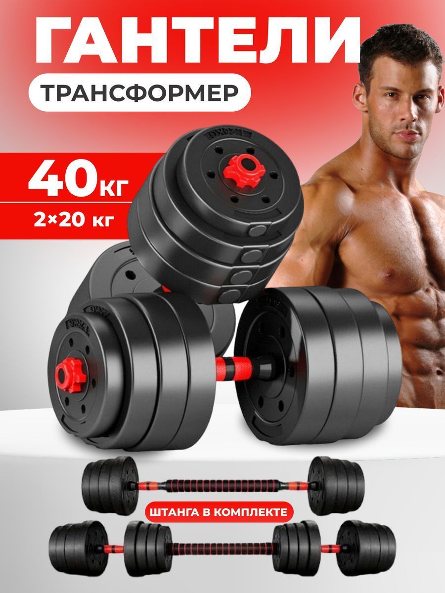 Гантели Fitnesslive 40 кг, 2 шт. по 20 кг, красный - купить по выгодным  ценам в интернет-магазине OZON (259855059)