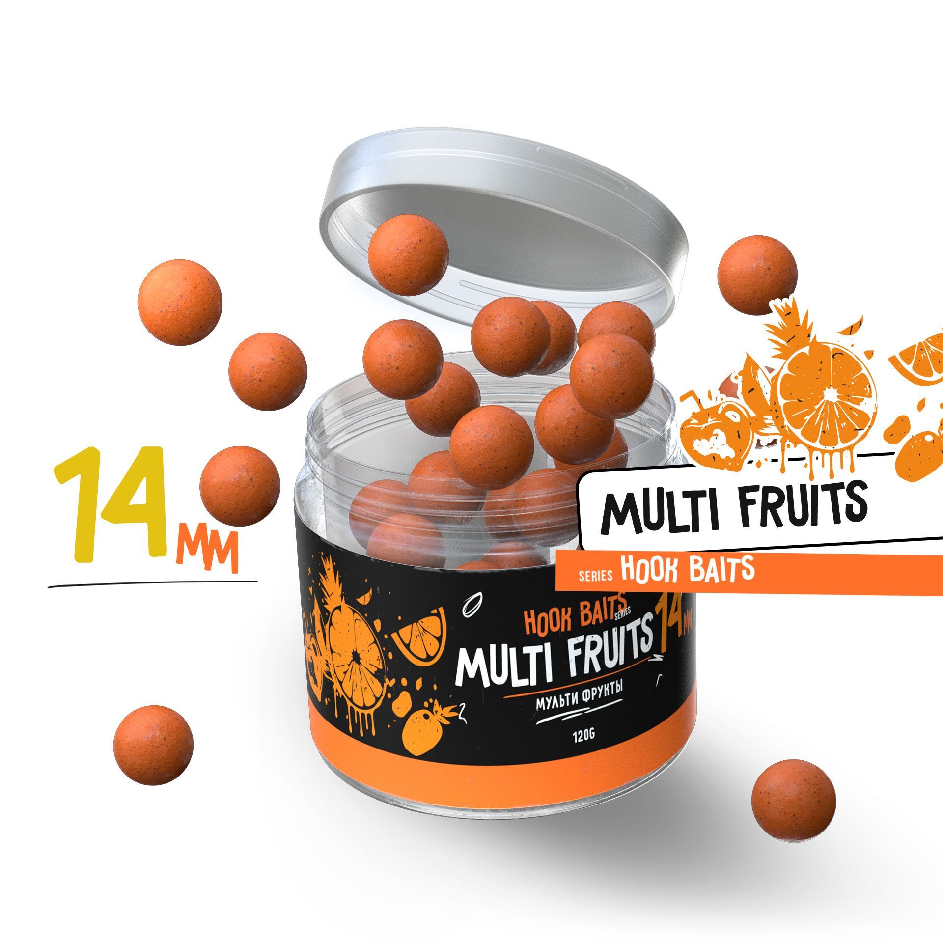 Бойлы насадочные Carptoday Baits Multi Fruit (Мульти Фрукт) (14 мм), бойлы рыболовные, карповая рыбалка, прикормка для рыб