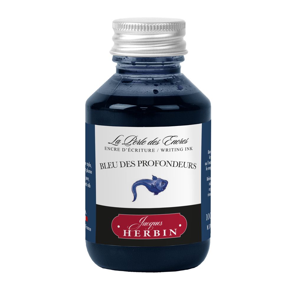 Чернила в банке Herbin, 100 мл, Bleu des profondeurs Глубинный синий