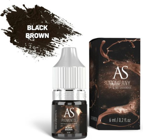 AS Company Пигмент Алины Шаховой для татуажа бровей Black brown (Темный Брюнет), 6 мл