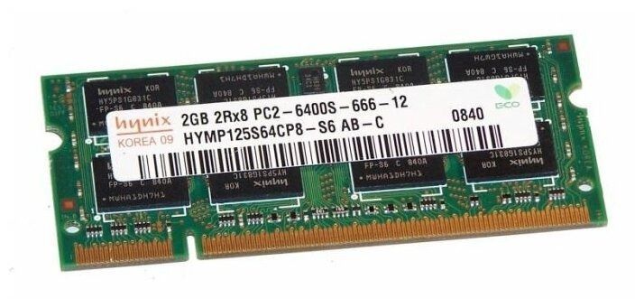 Hynix Оперативная память Оперативная память 2 ГБ DDR2 800 МГц SODIMM PC2-6400s CL6 для ноутбука 1x2 ГБ (HYMP125S64CP8-S6)