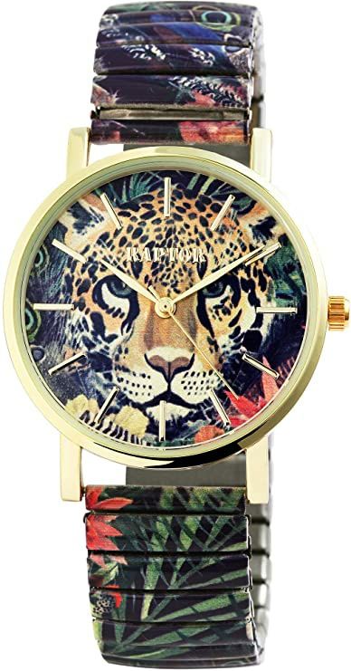 Женские часы Raptor со львом яркого дизайна с цветным ремешком  