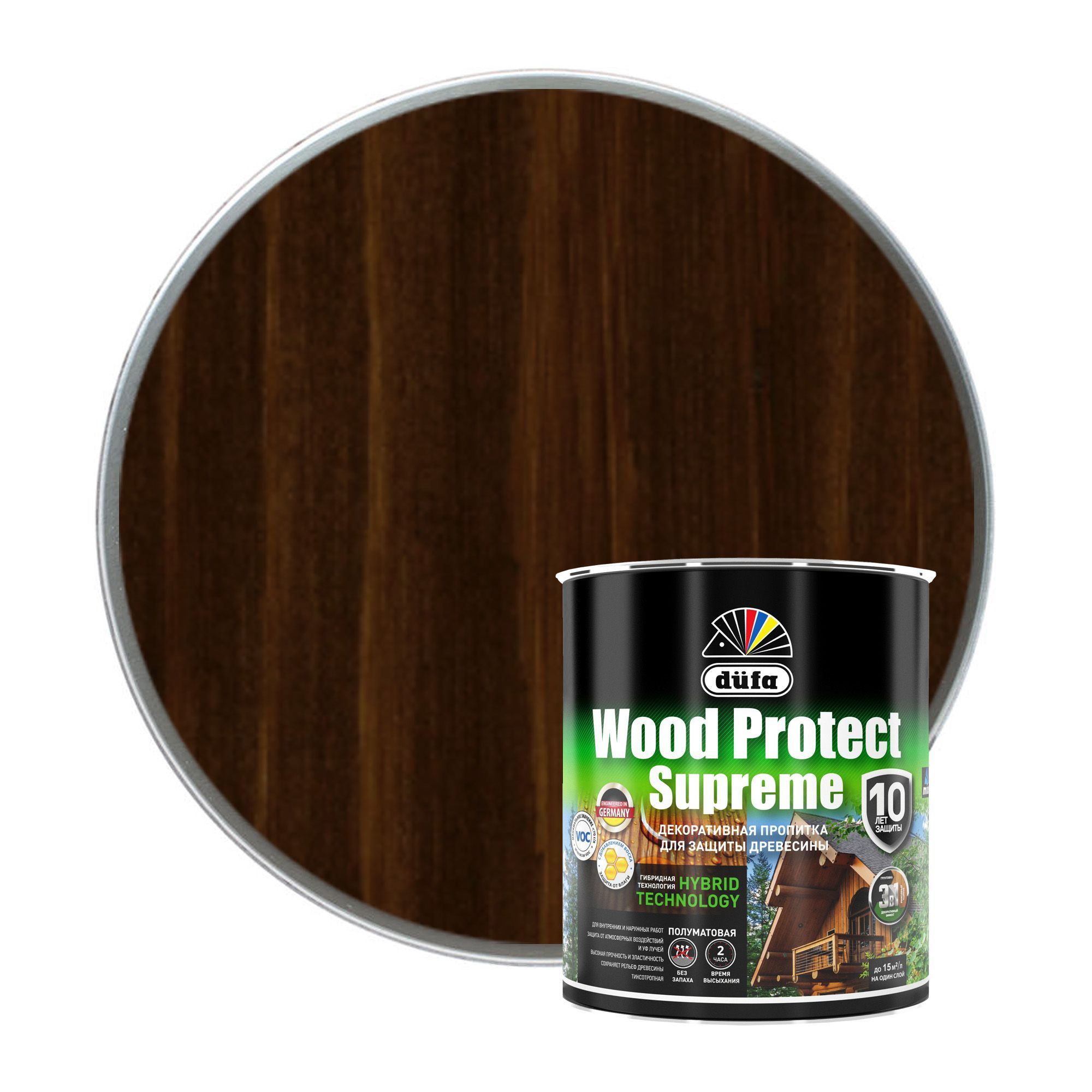 Деревозащитное средство DUFA WOOD PROTECT Supreme, ПАЛИСАНДР 0,75 л