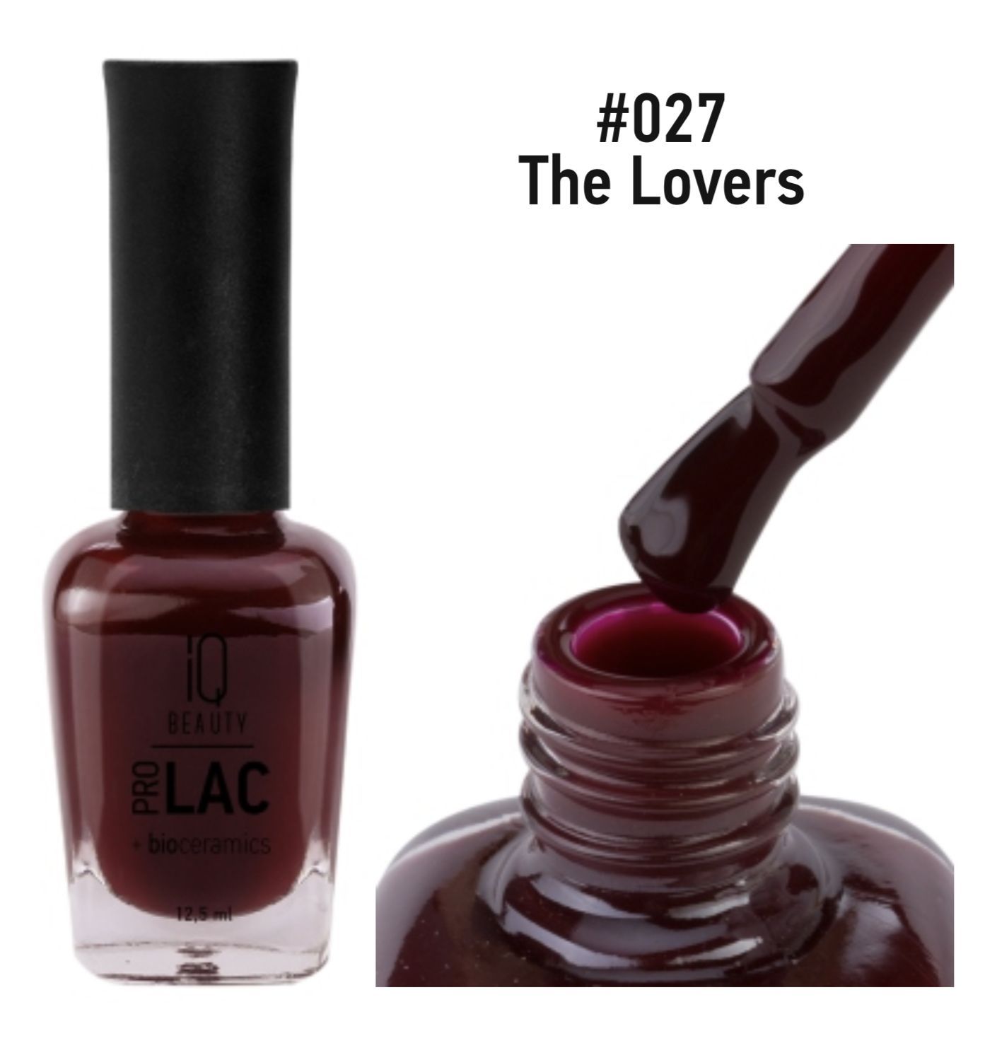 IQ Beauty Сolor ProLac+ Лак для ногтей укрепляющий с биокерамикой The lovers №027 12,5мл