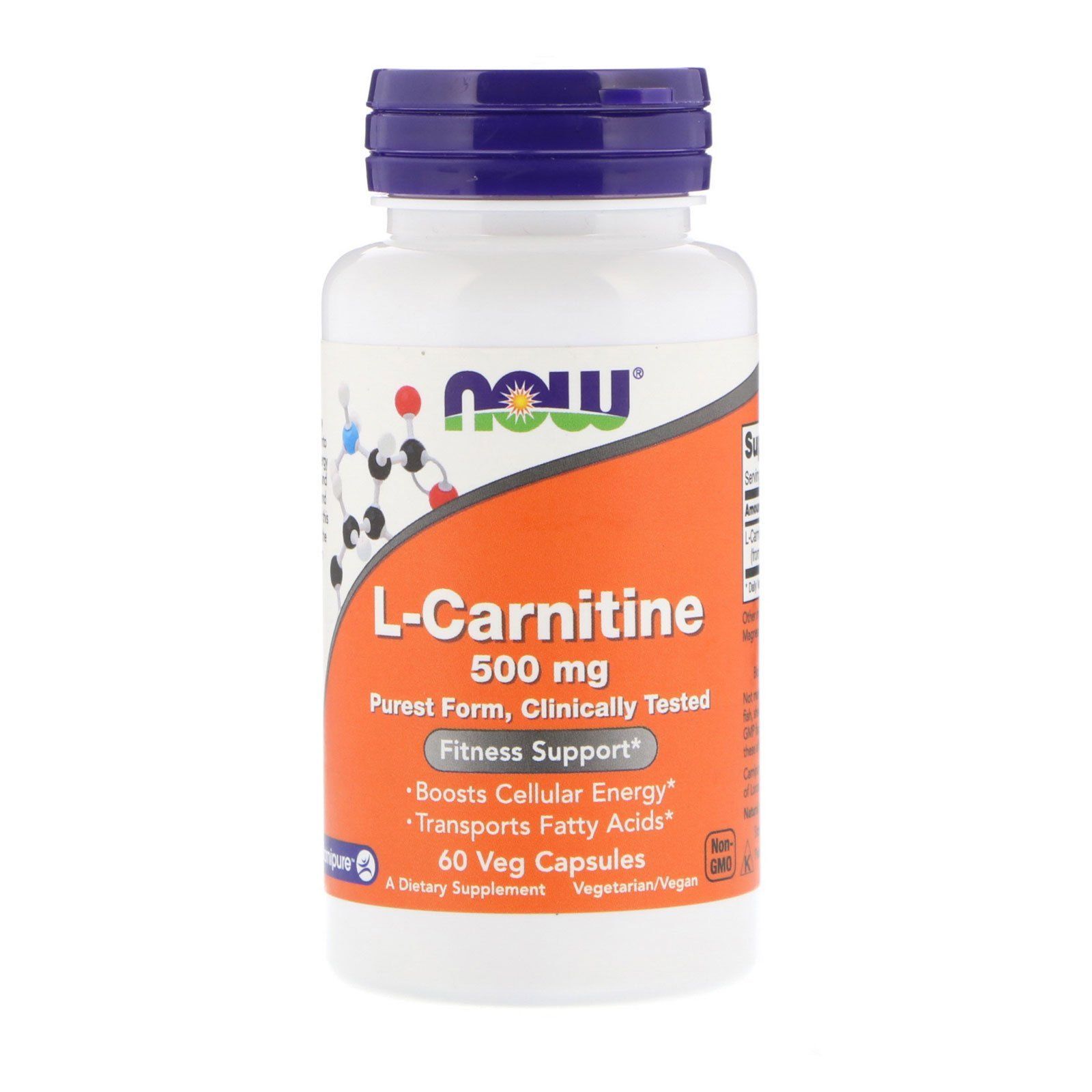 NOW L-Carnitine, L-Карнитин 500 мг - 60 кап (896 мг)