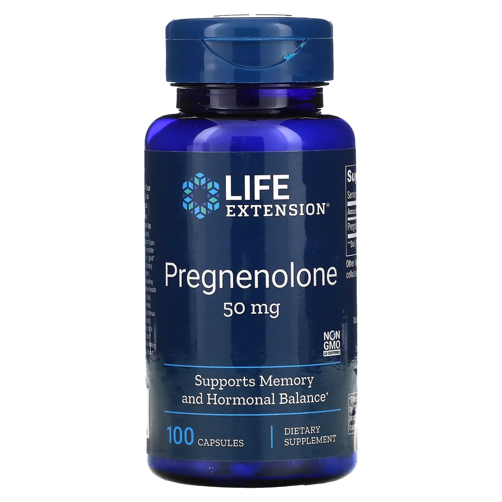 Прегненолон Life Extension Pregnenolone (прекурсор DHEA), 50 мг 100 веганских капсул